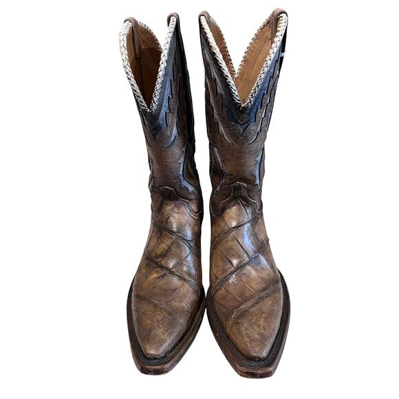 Lucchese Derek Giant Gator Boots Swamp Brown Square Toe USA Mens 10.5 D main image 15